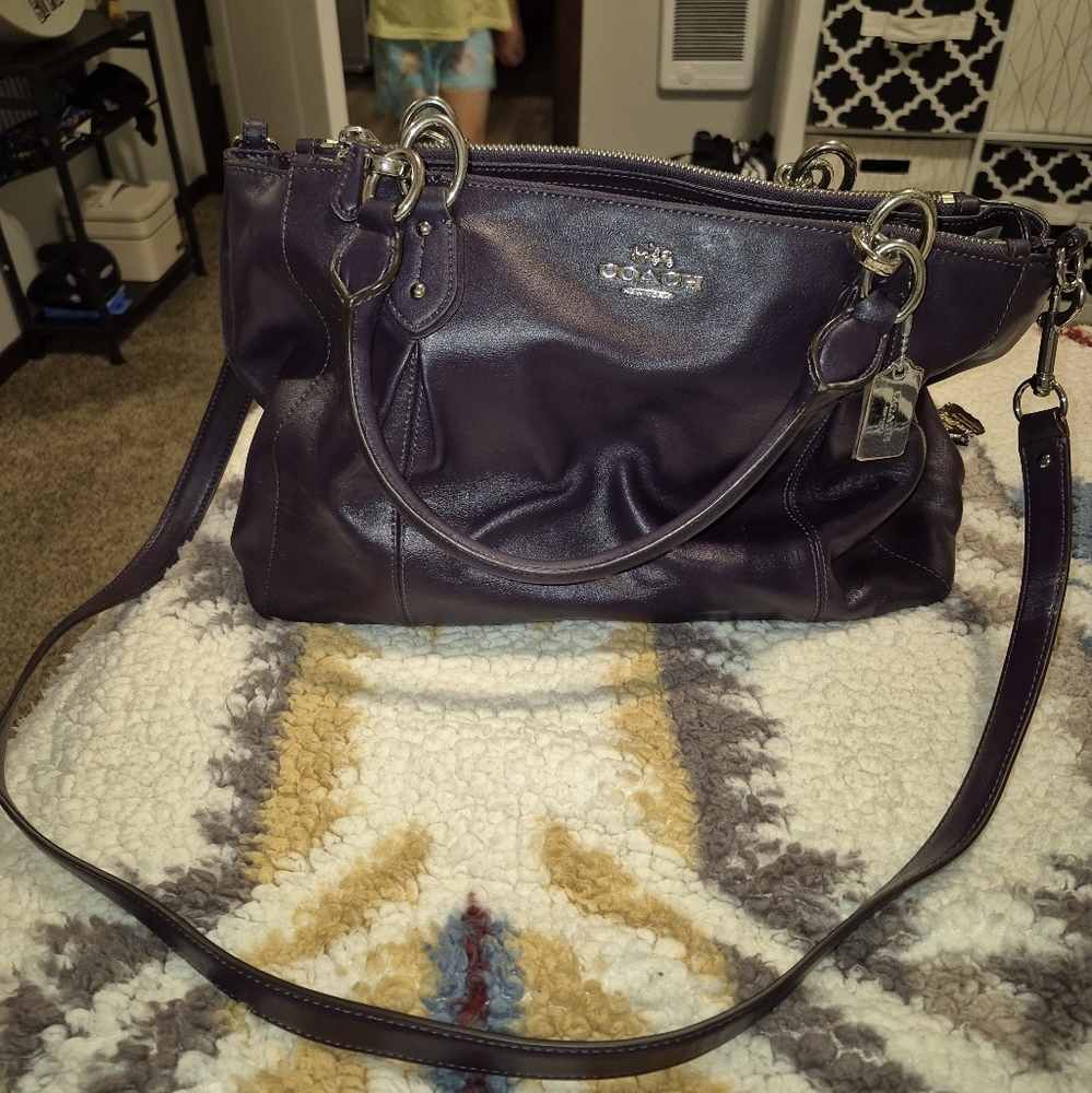 Coach Purple Shoulder Bag with Silver Hardware